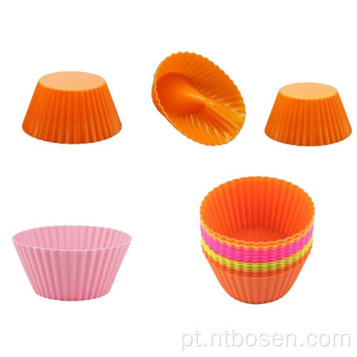 Copos de muffin de assadeira de silicone sem moldes de cozimento de bolo de cupcakes reutilizáveis ​​de bPA